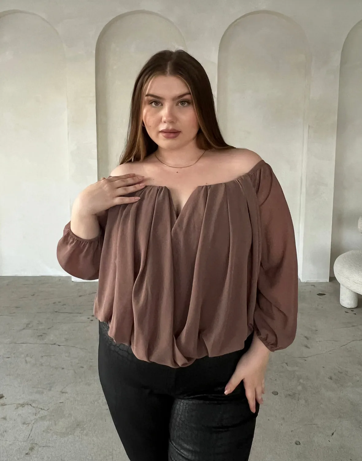 Plus Size Draped Chiffon Blouse