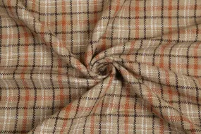 Precut of 2 Meters of Multicolor Checks Wool Tweed Fabric