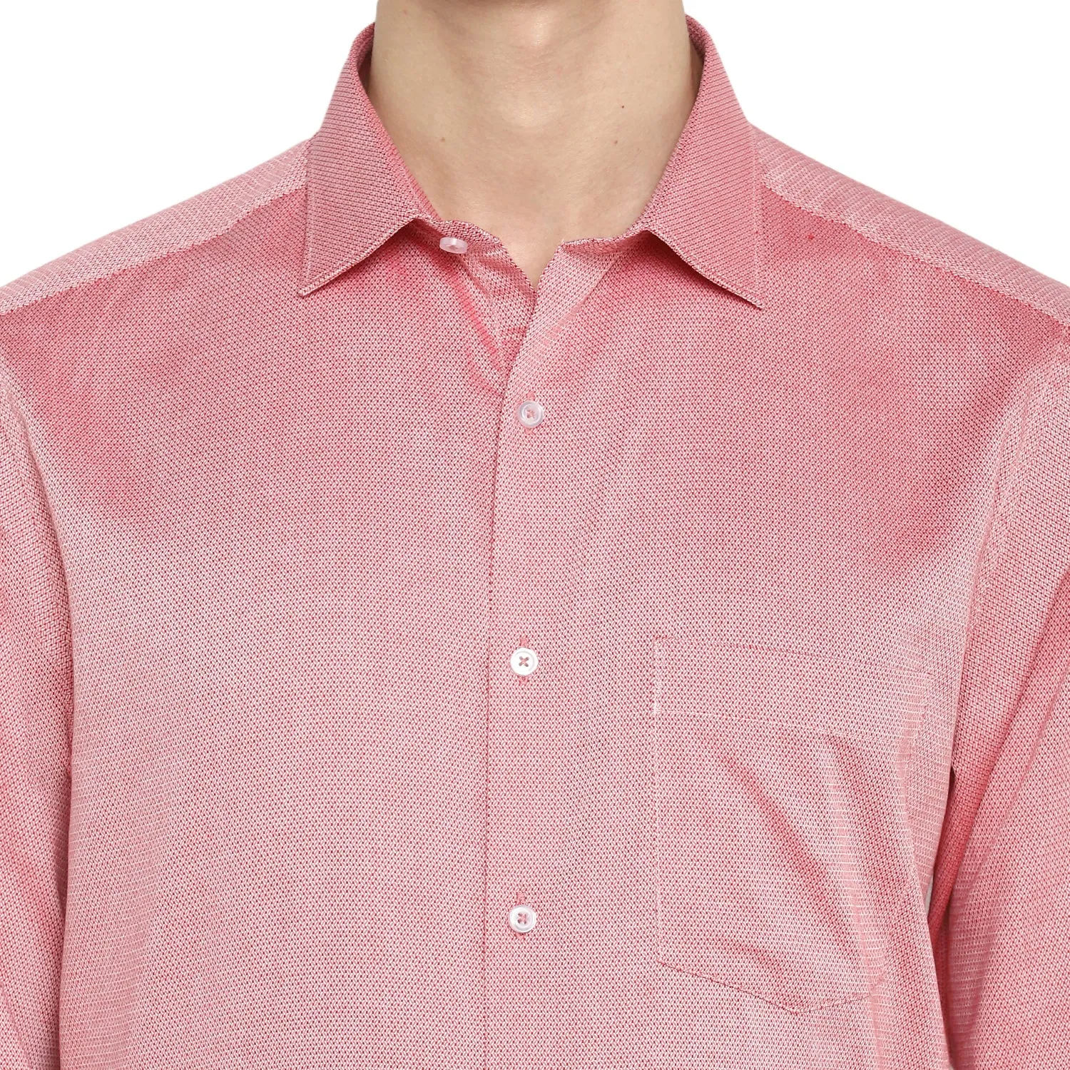 Red Cotton Self Design Regular Fit Shirts