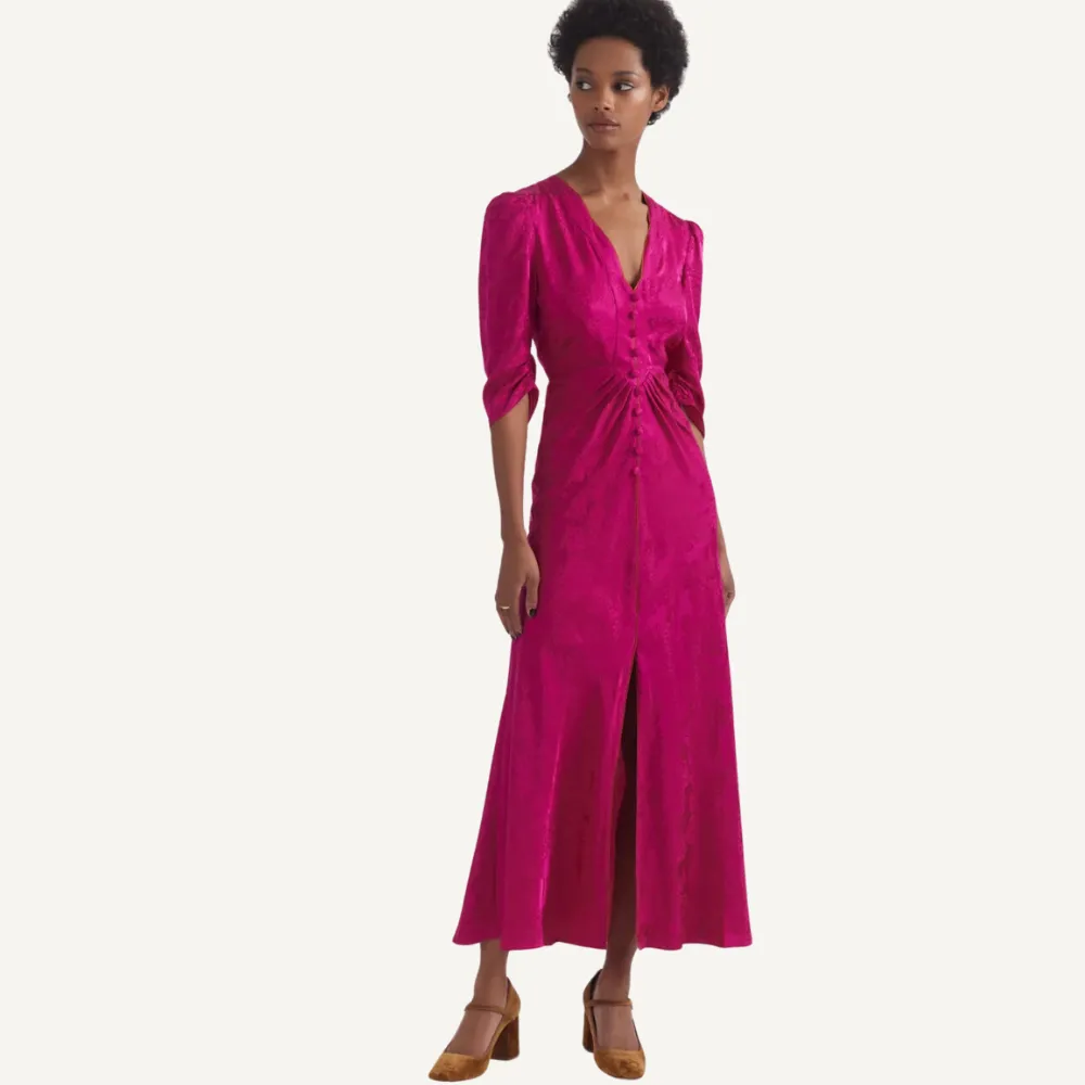 Saloni Mitsu Dress - Bright Azalea