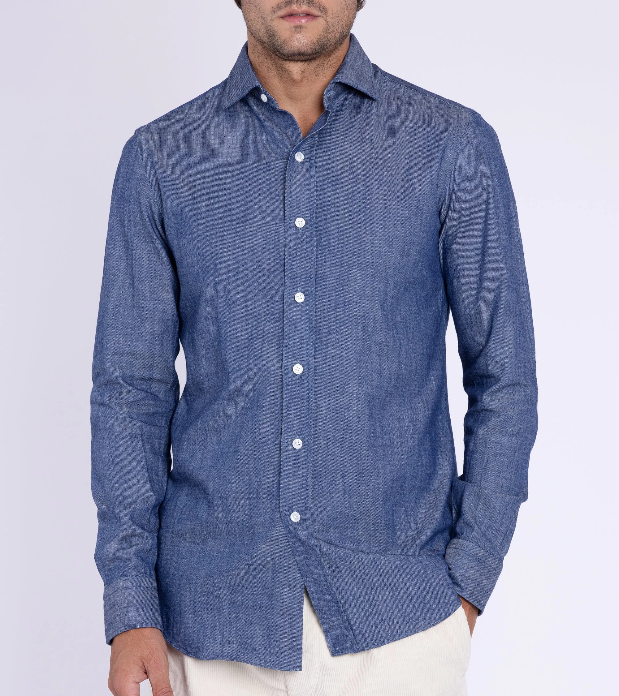 Salvatore Piccolo Selvedge Denim Shirt: Dark Blue