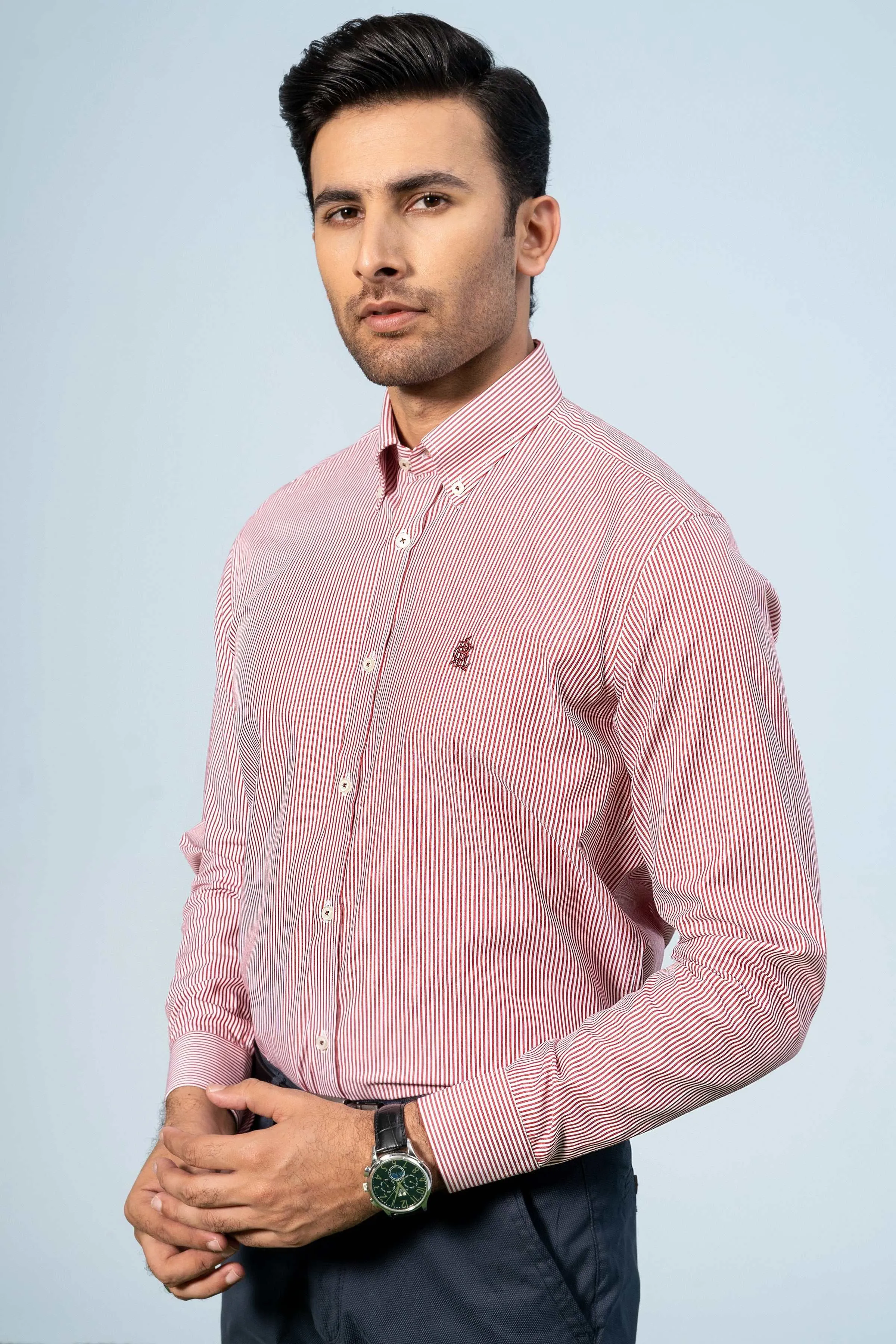 SEMI FORMAL SHIRTS MAROON STRIPER