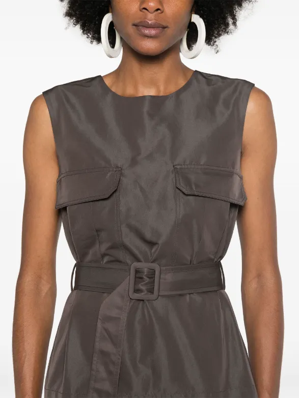 sleeveless belted top