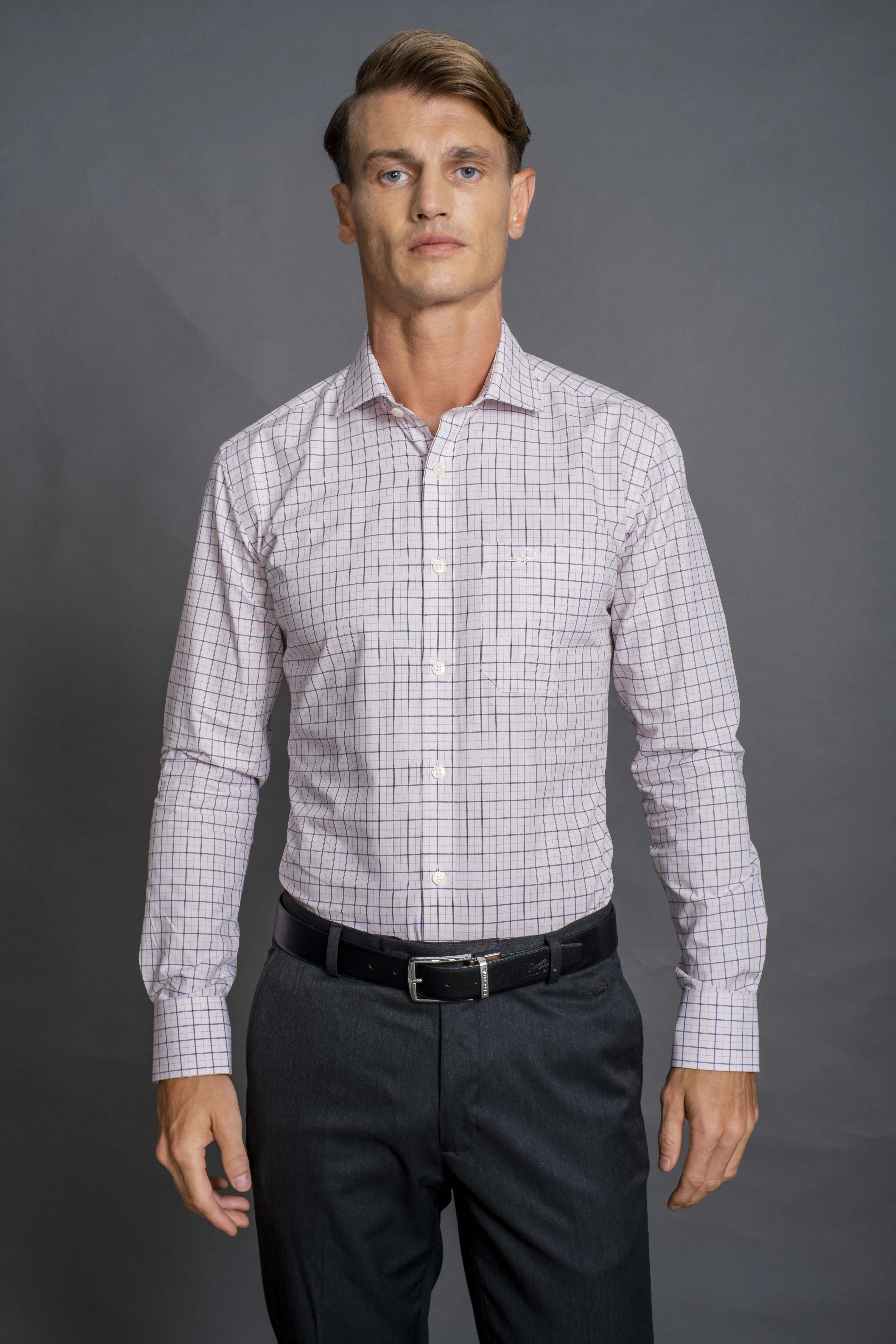 Slim Fit Long sleeves-Formal Shirts-Barely Pink