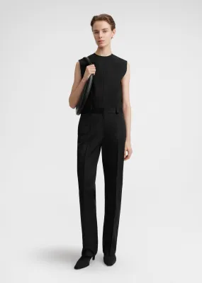 Straight satin trousers black