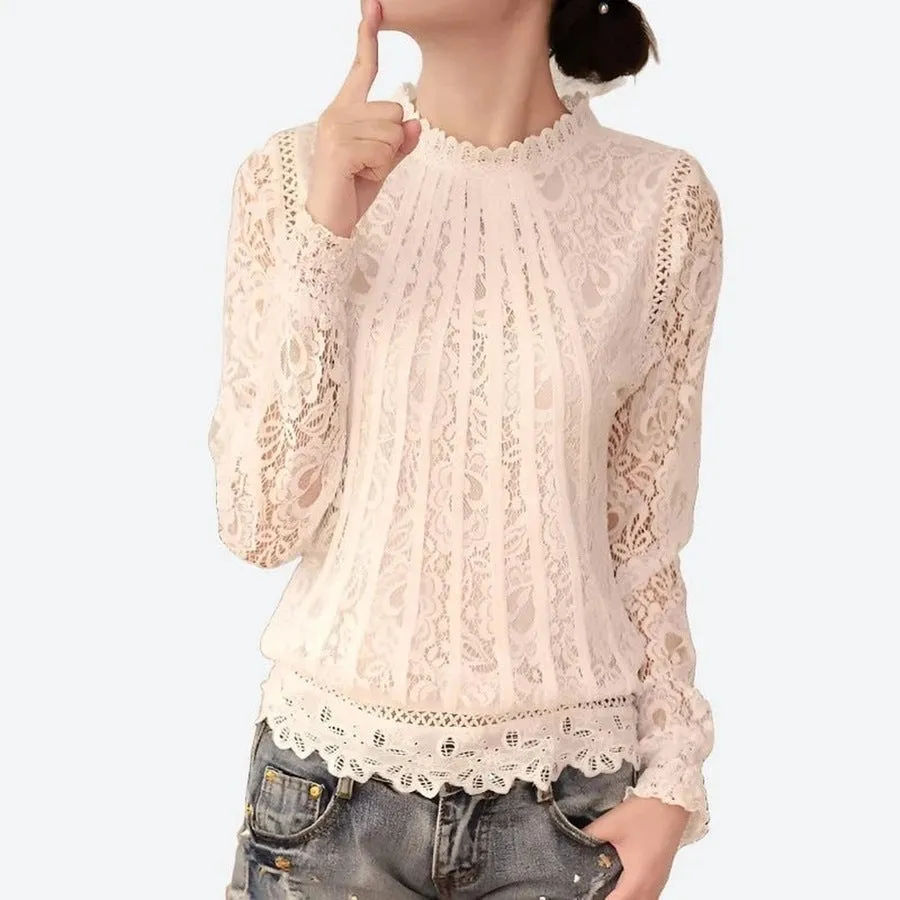 Stylish Lace Long-Sleeve Blouses