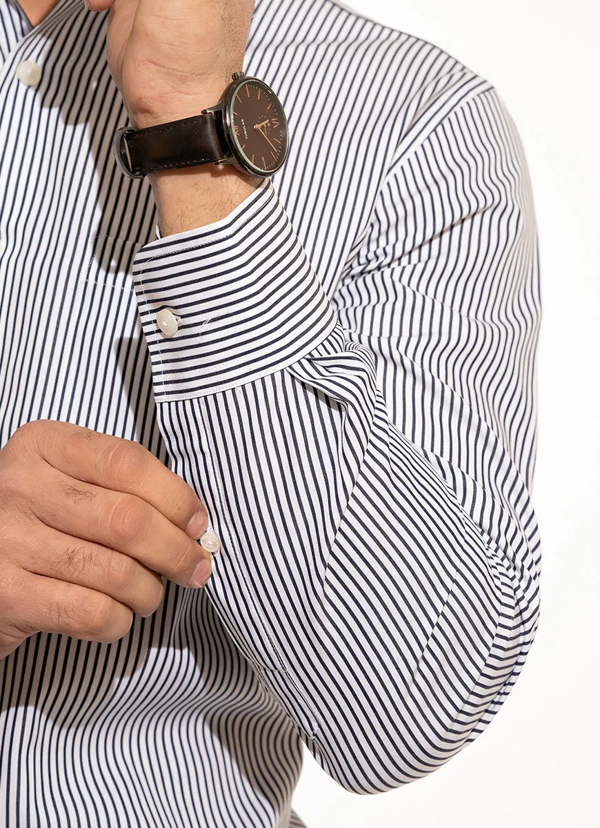 Supernova Silver - Grey Stripes Formal Shirt