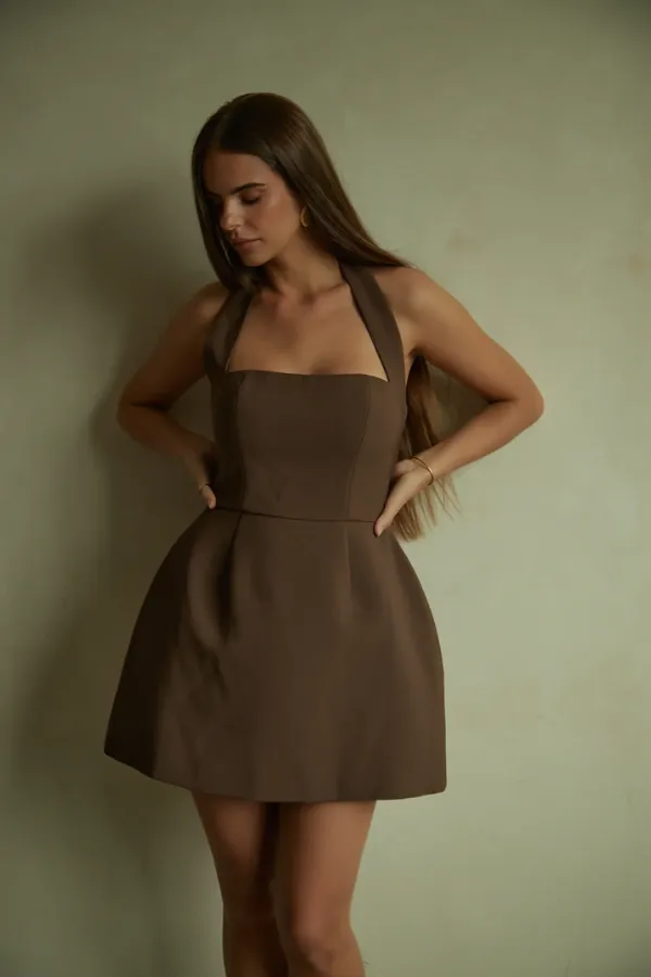 The Ultimate Muse Structured Mini Dress	Brown