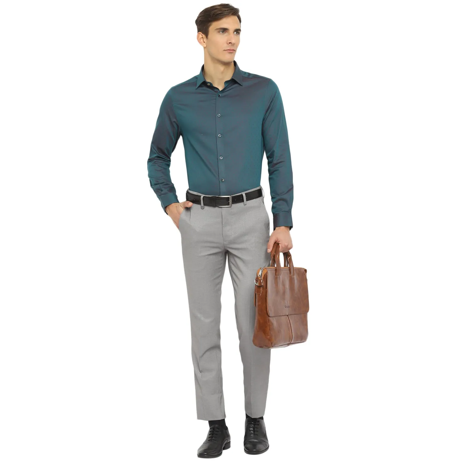 Two Tone Cotton Jacquard Slim Fit Shirts