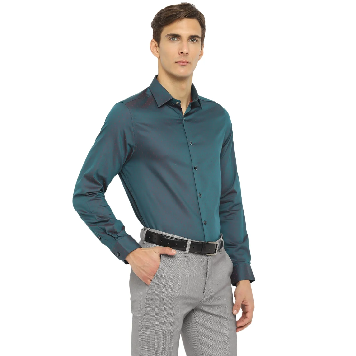 Two Tone Cotton Jacquard Slim Fit Shirts