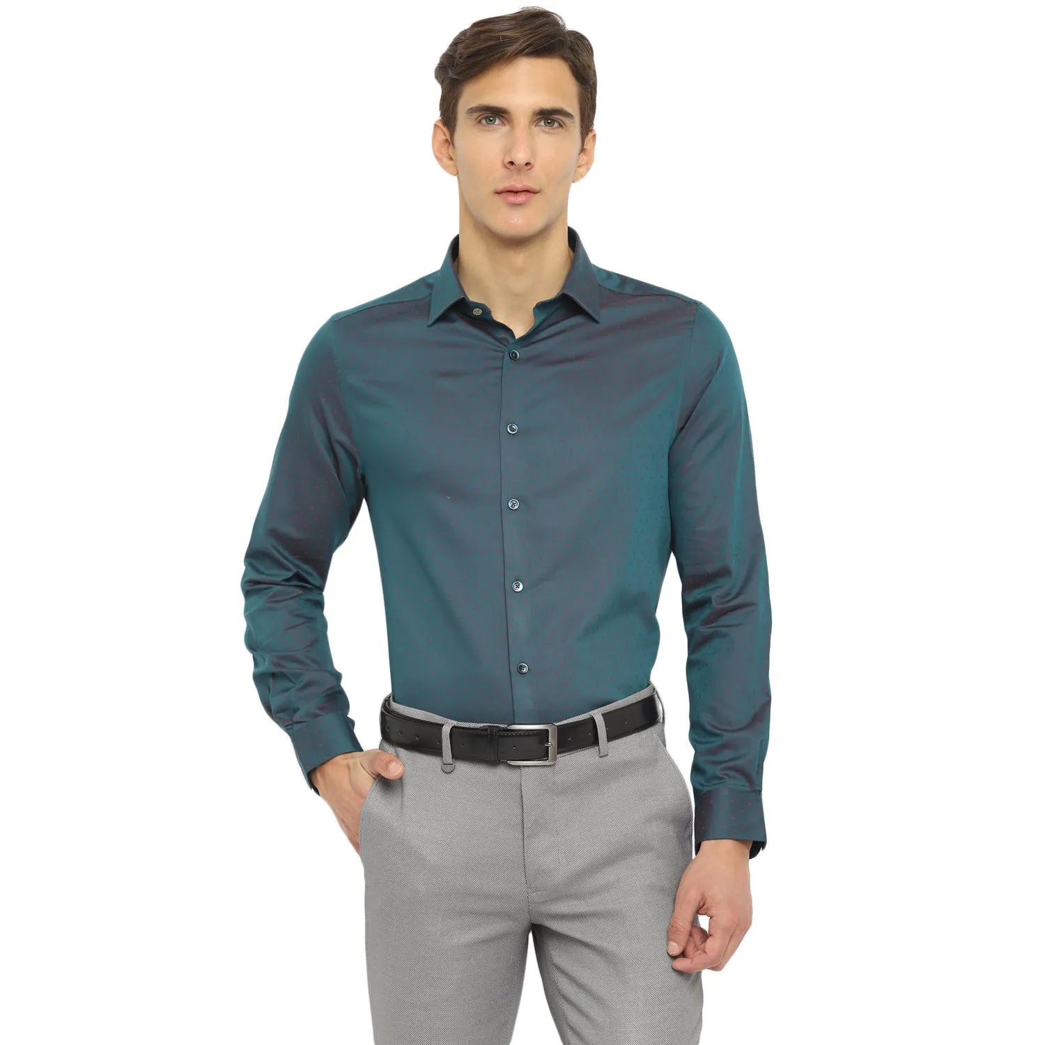 Two Tone Cotton Jacquard Slim Fit Shirts