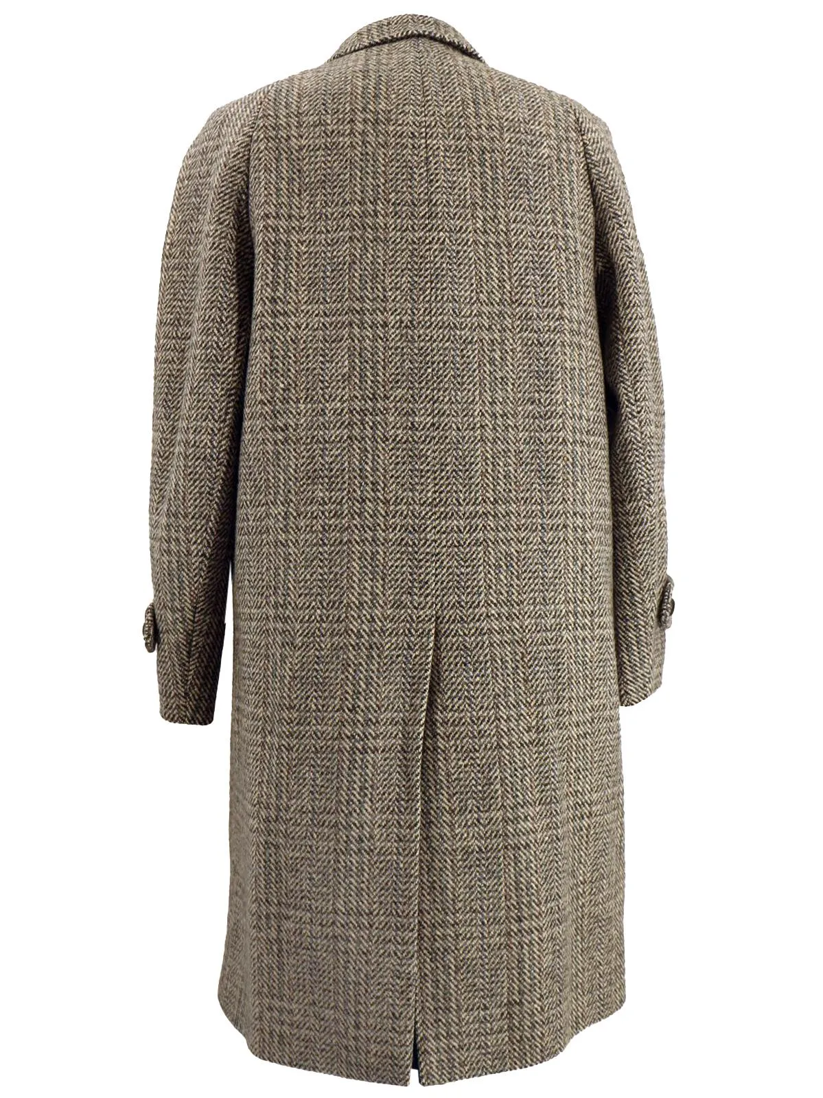 Vintage Crombie Grey Herringbone Wool Coat