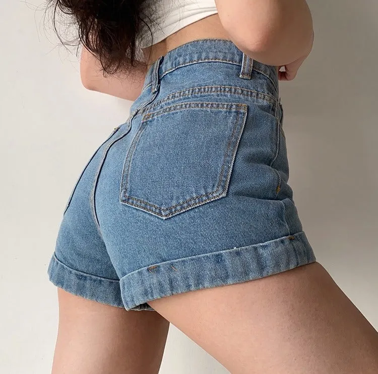 Wenkouban - Classic Retro Denim Shorts