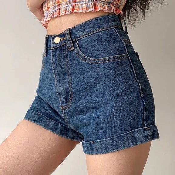 Wenkouban - Classic Retro Denim Shorts