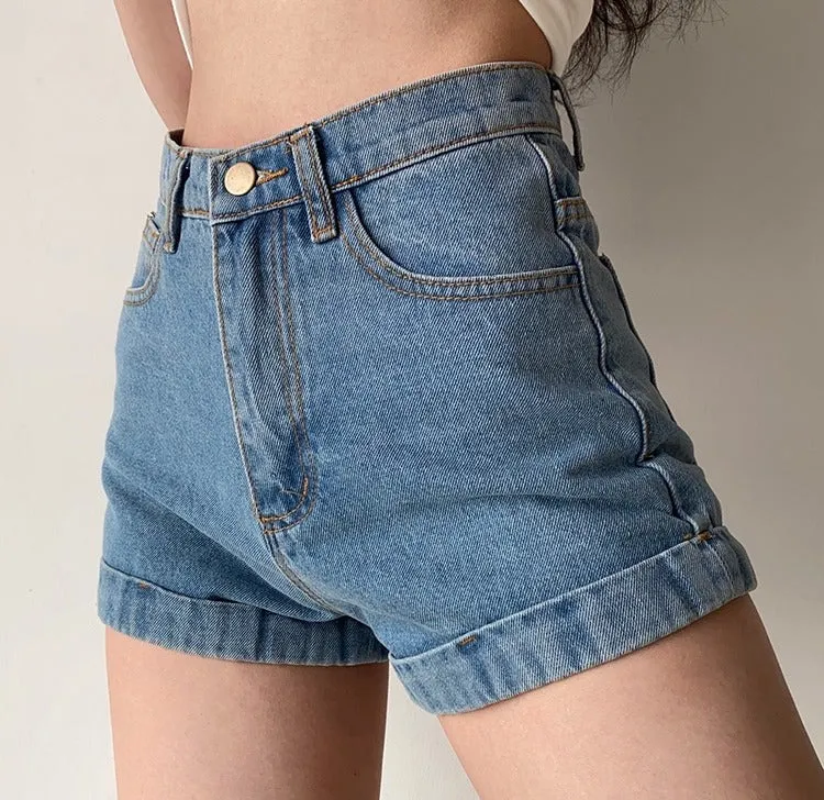 Wenkouban - Classic Retro Denim Shorts