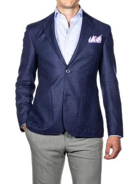 Wool Linen Fleck Jacket Blue